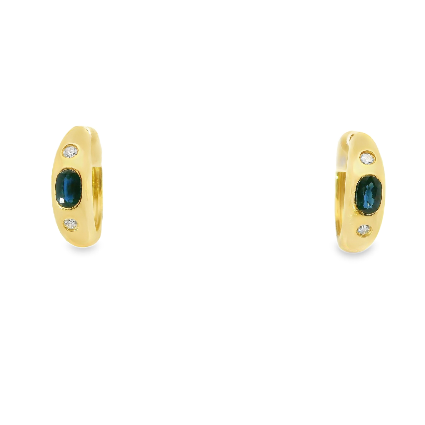 0.12CT Diamond 0.76CT Blue Sapphire 14k Yellow gold Earring