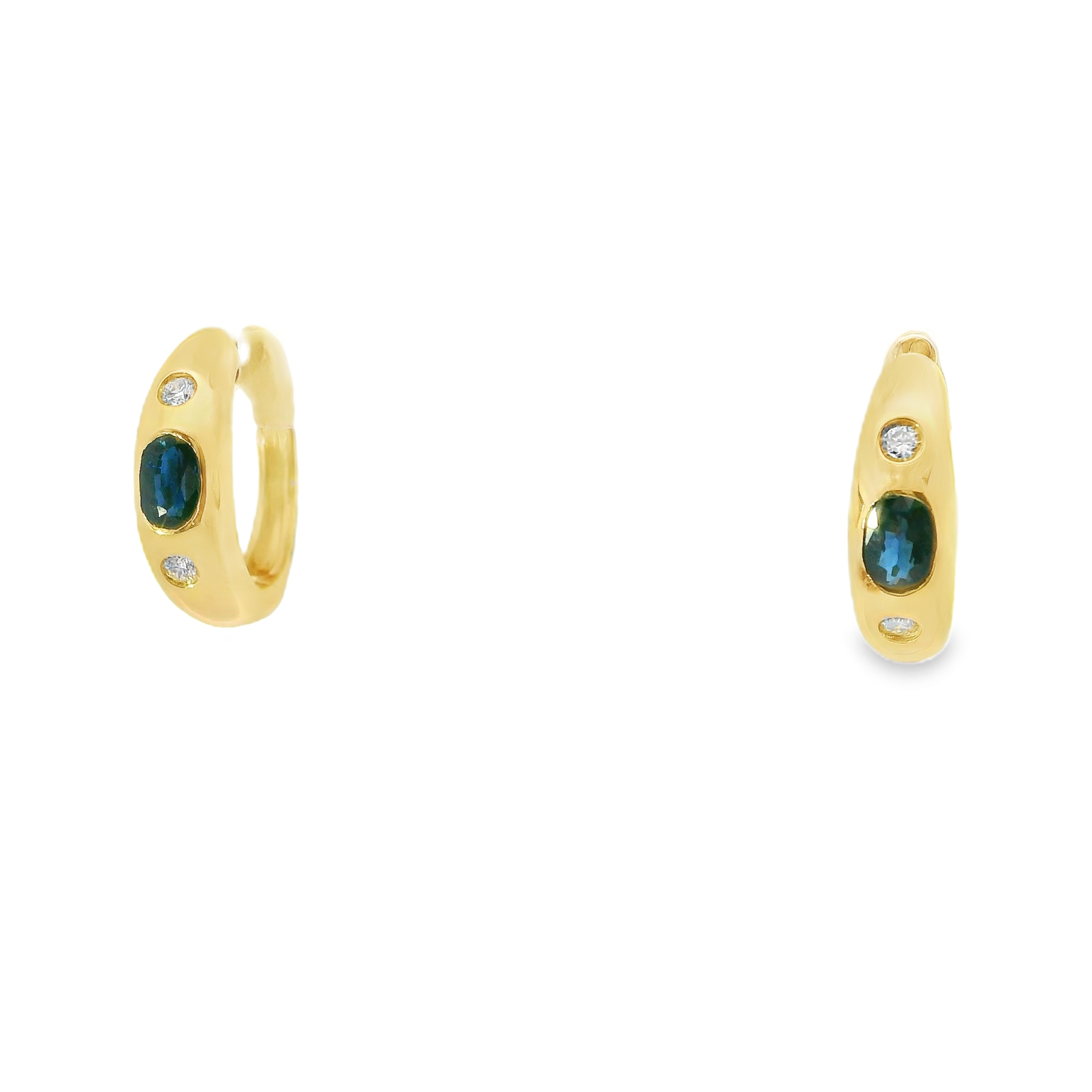 0.12CT Diamond 0.76CT Blue Sapphire 14k Yellow gold Earring