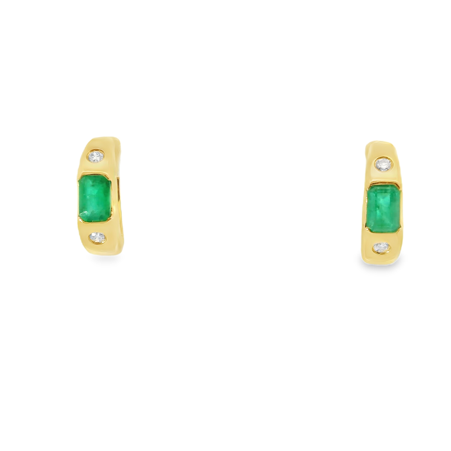 0.18Ct Diamond with 1.35CT Emerald 14k Yellow gold Earring