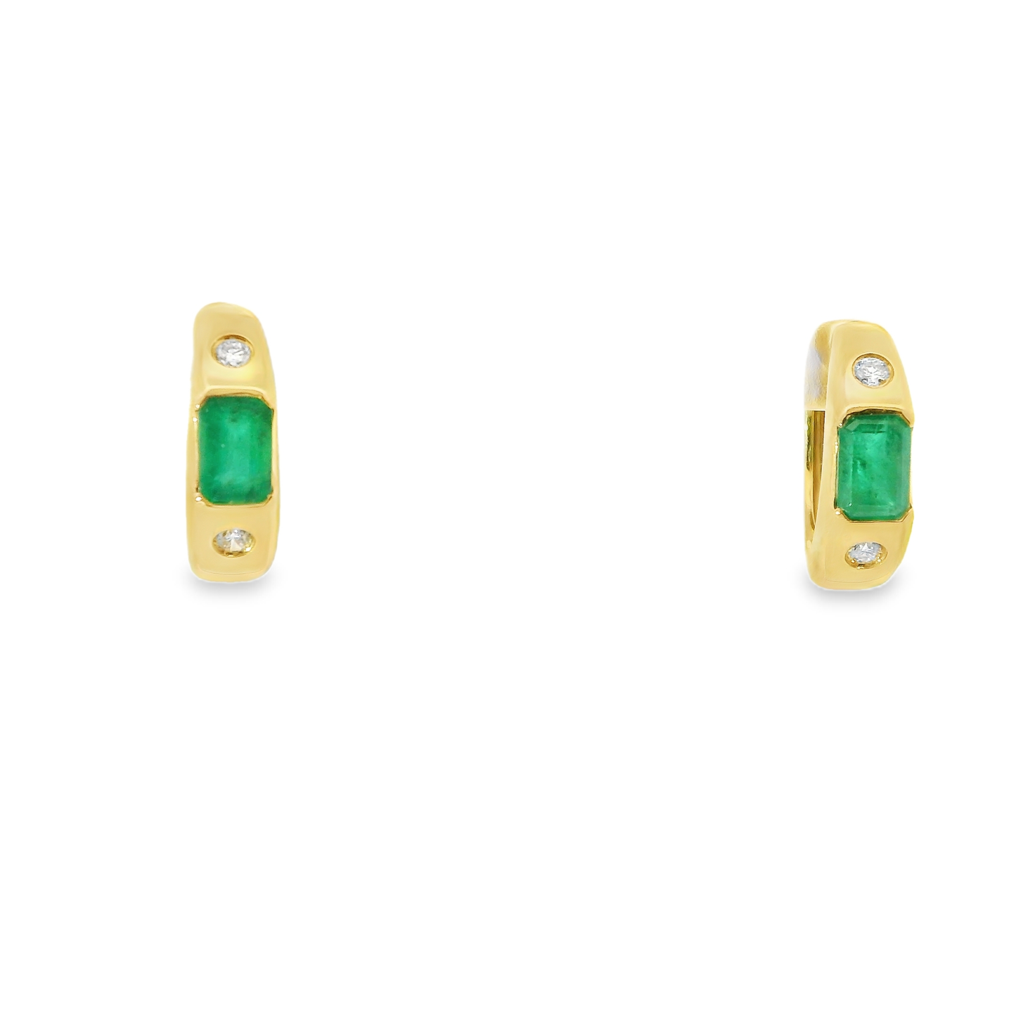 0.18Ct Diamond with 1.35CT Emerald 14k Yellow gold Earring