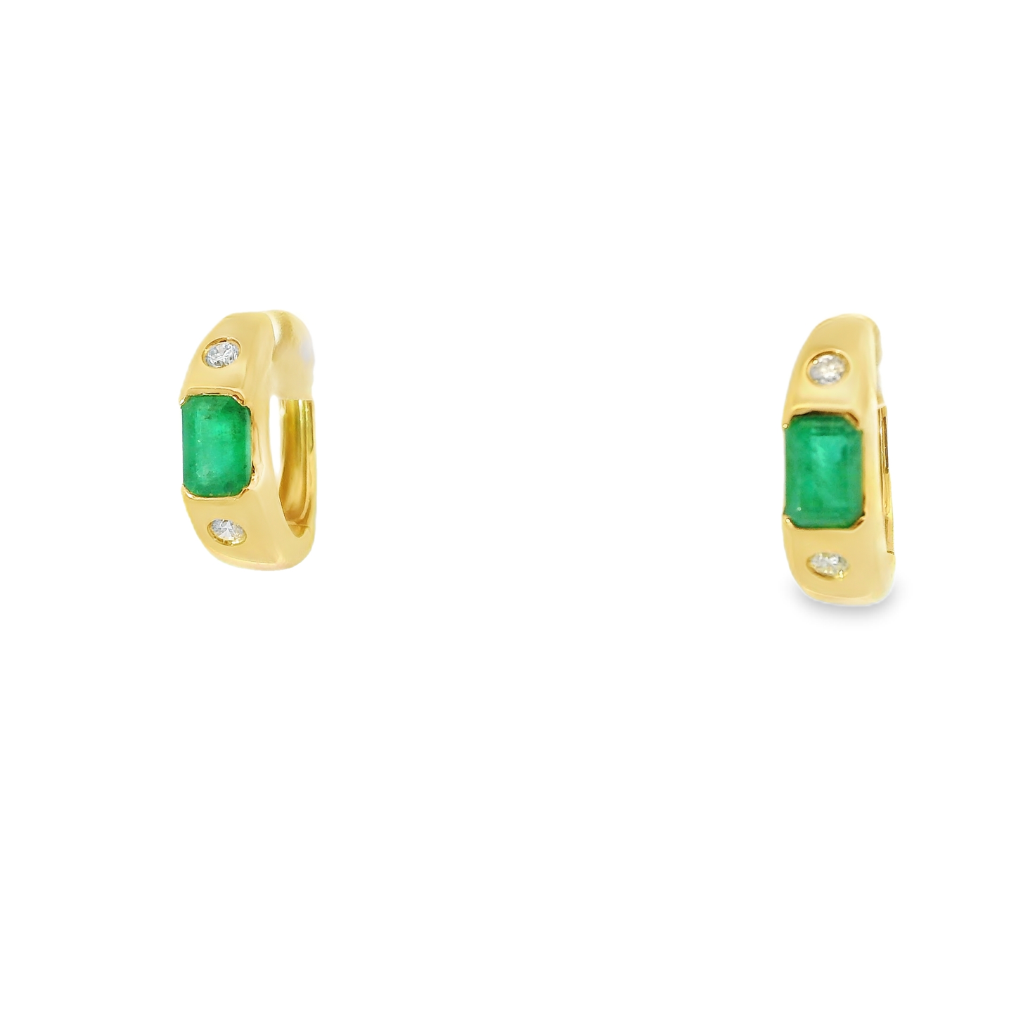 0.18Ct Diamond with 1.35CT Emerald 14k Yellow gold Earring