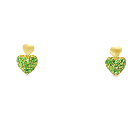 0.64CT Green Sapphire 14k Yellow Gold Earring