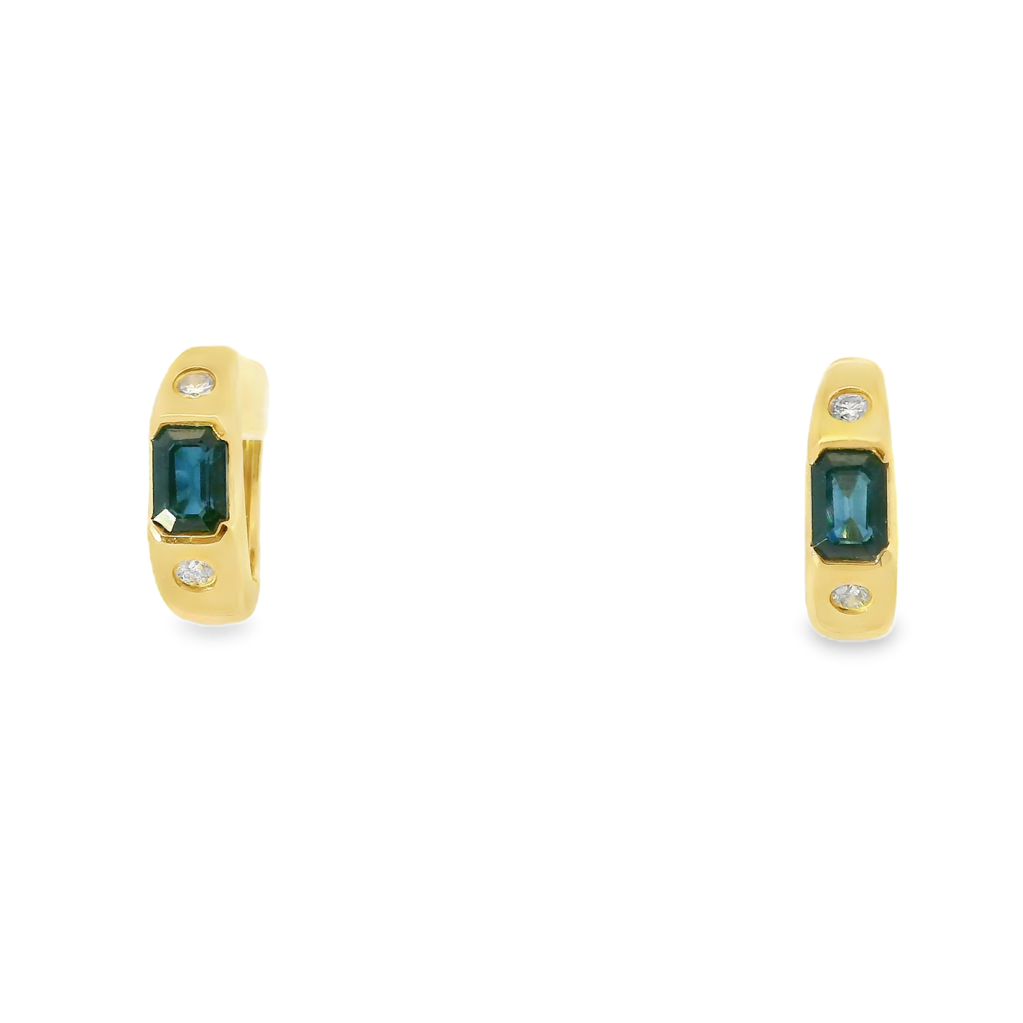 0.18Ct Diamond with 1.80CT Blue Sapphire 14k Yellow gold Earring
