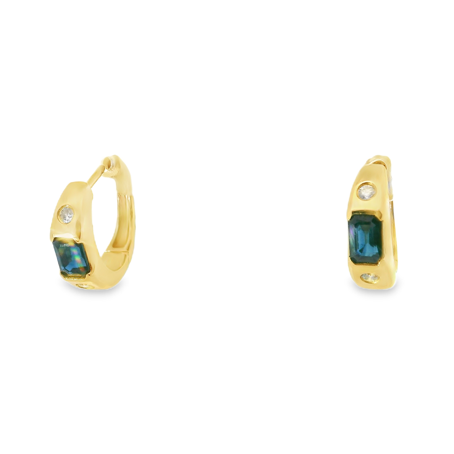 0.18Ct Diamond with 1.80CT Blue Sapphire 14k Yellow gold Earring