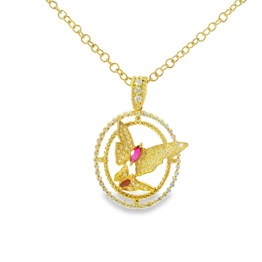 0.83CT Diamond 0.32CT Ruby 14k Yellow Gold