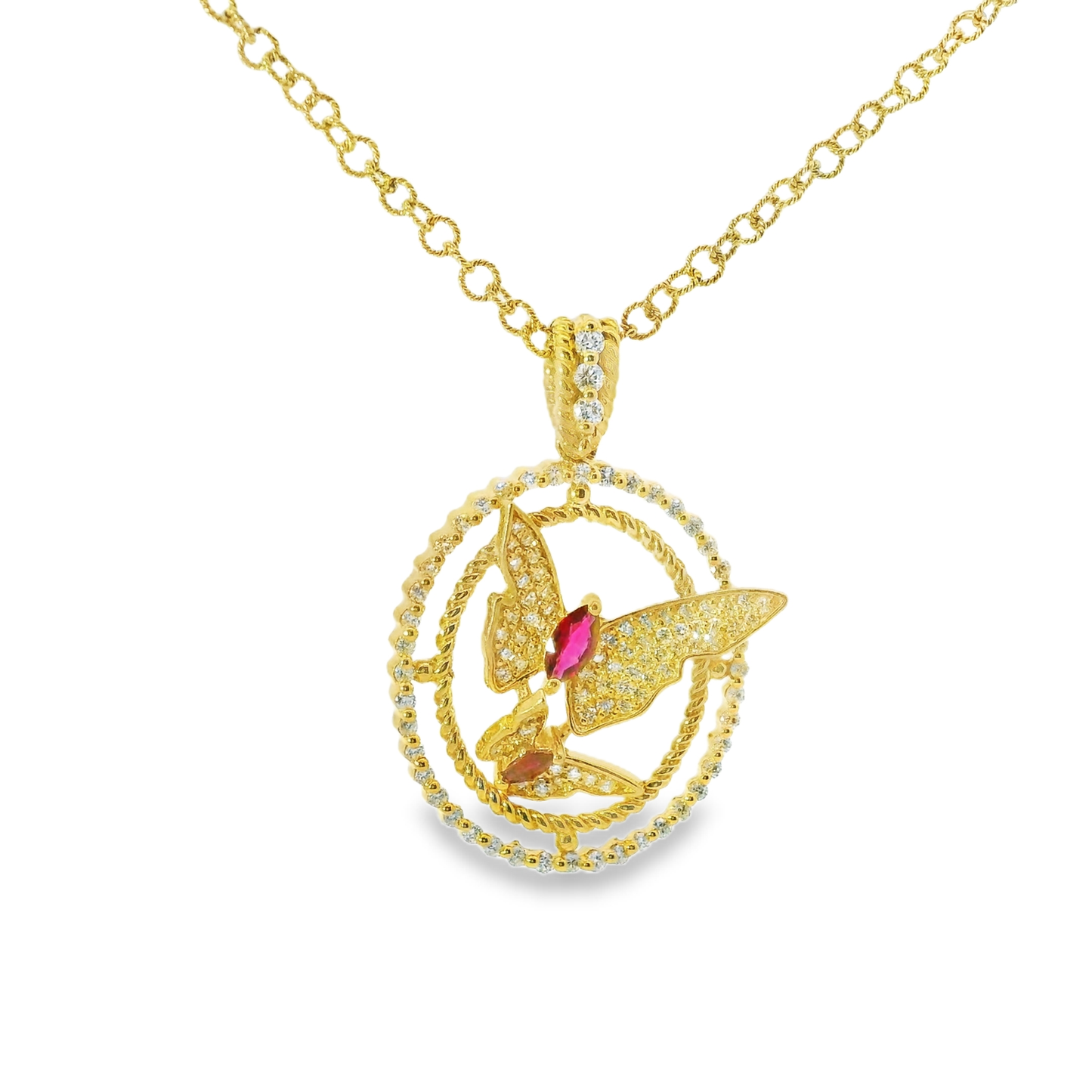 0.83CT Diamond 0.32CT Ruby 14k Yellow Gold