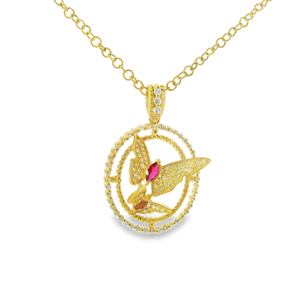 0.83CT Diamond 0.32CT Ruby 14k Yellow Gold