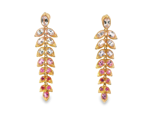 0.31CT Diamond 6.44CT Mixed Sapphire 14k Rose Gold Earring