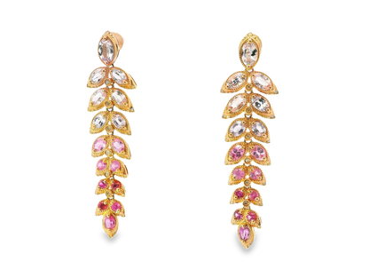 0.31CT Diamond 6.44CT Mixed Sapphire 14k Rose Gold Earring