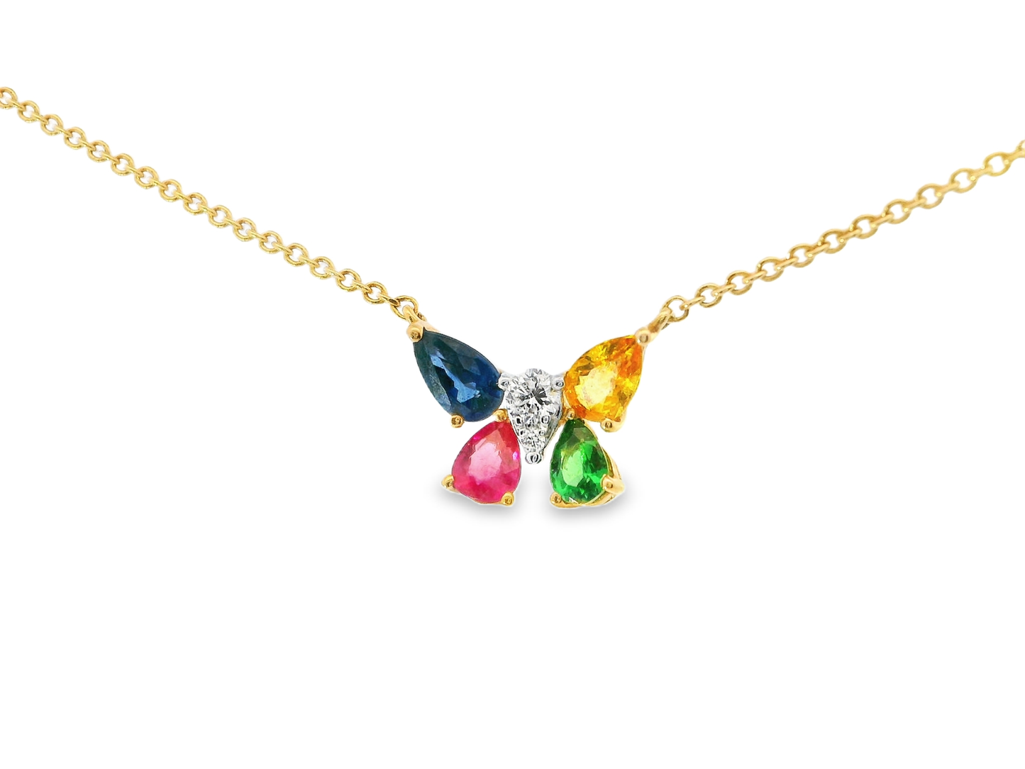 0.07CT Diamond 0.92CT Mixed Sapphire 14k Rose Gold Pendant