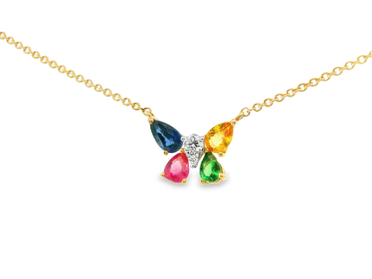 0.07CT Diamond 0.92CT Mixed Sapphire 14k Rose Gold Pendant