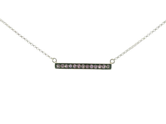 0.02Ct Diamond with Pink Sapphire 14k White Gold Pendant