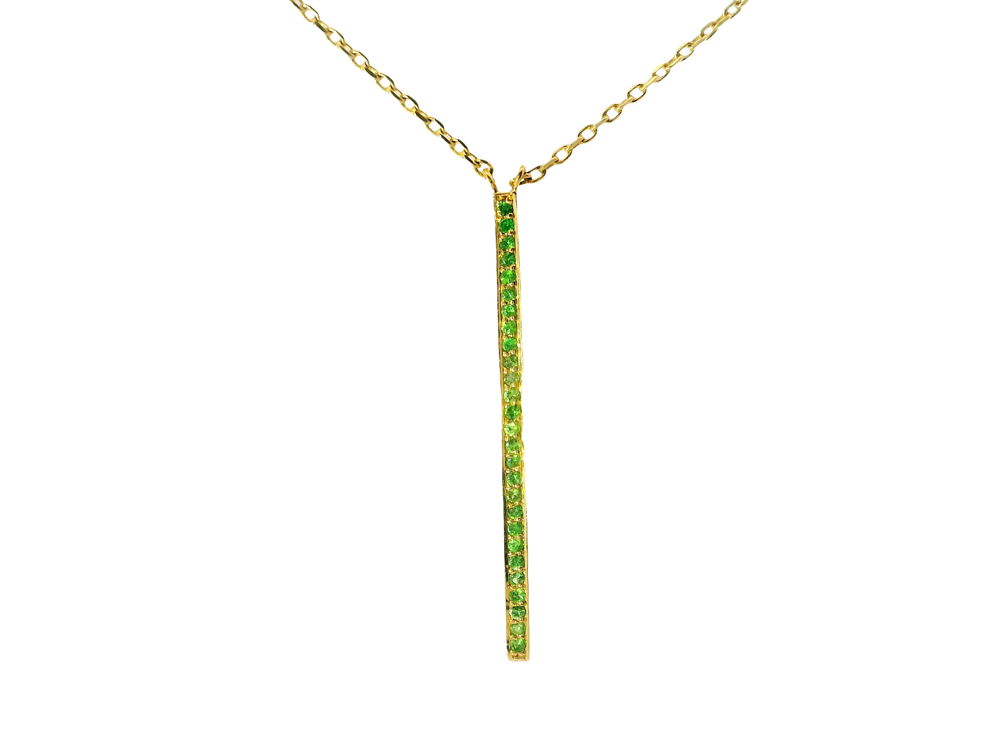 0.28CT Green Tsavorite Pendant 14K Yellow Gold