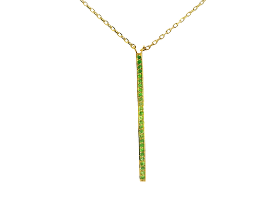 0.28CT Green Tsavorite Pendant 14K Yellow Gold