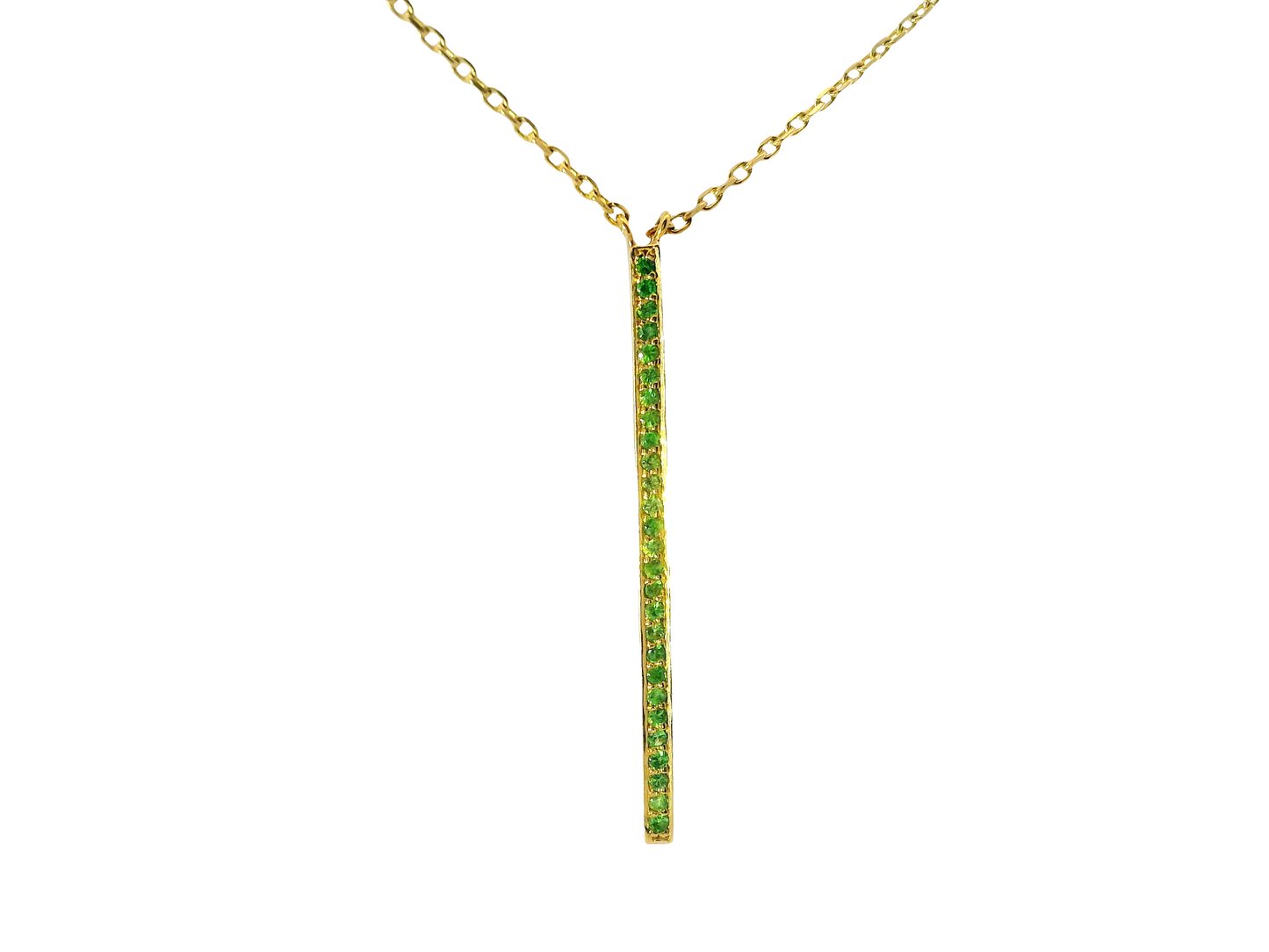 0.28CT Green Tsavorite Pendant 14K Yellow Gold