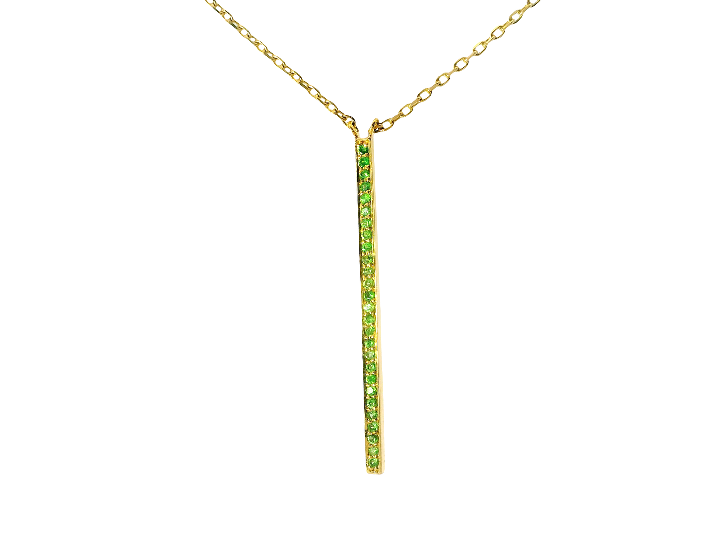 0.28CT Green Tsavorite Pendant 14K Yellow Gold