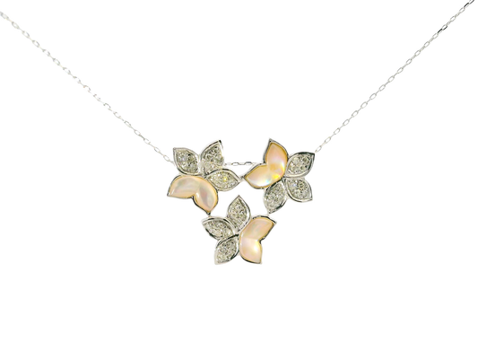 0.11CT Diamond with Pearl 18k White Gold Pendant