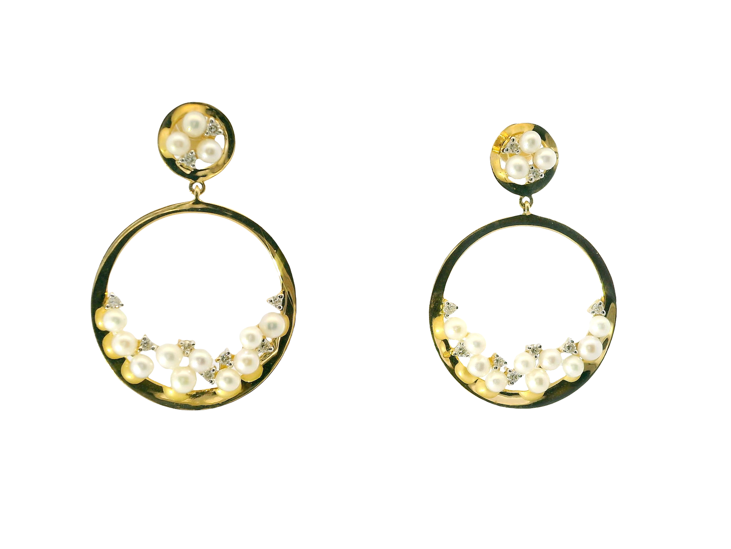 0.18CT Diamond  14k White Gold Pearl Earring