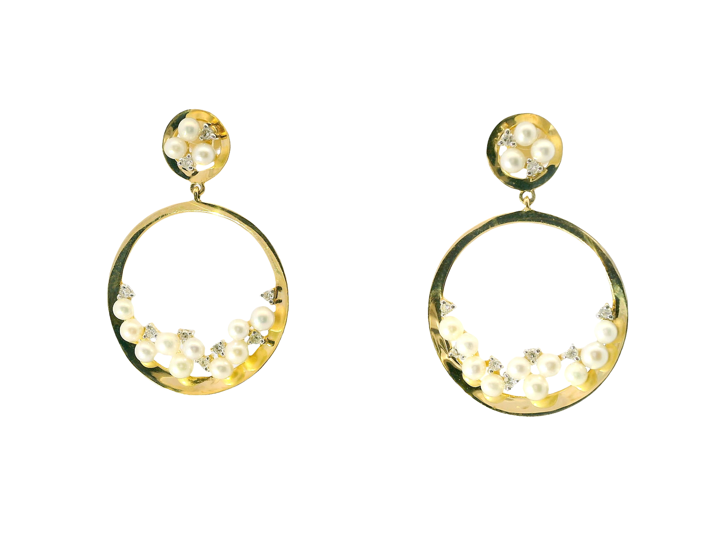 0.18CT Diamond  14k White Gold Pearl Earring