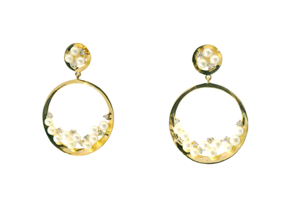 0.18CT Diamond  14k White Gold Pearl Earring