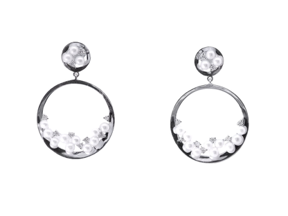 0.18CT Diamond  14k White Gold Pearl Earring