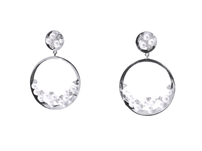 0.18CT Diamond  14k White Gold Pearl Earring
