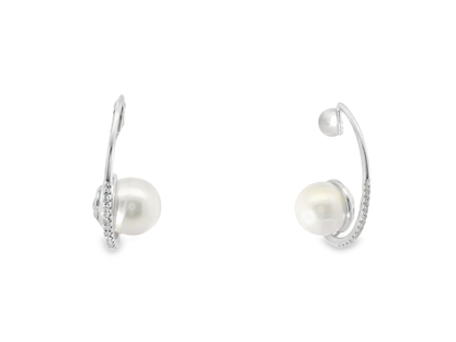 0.13CT Diamond 14k White Gold Pearl Earring