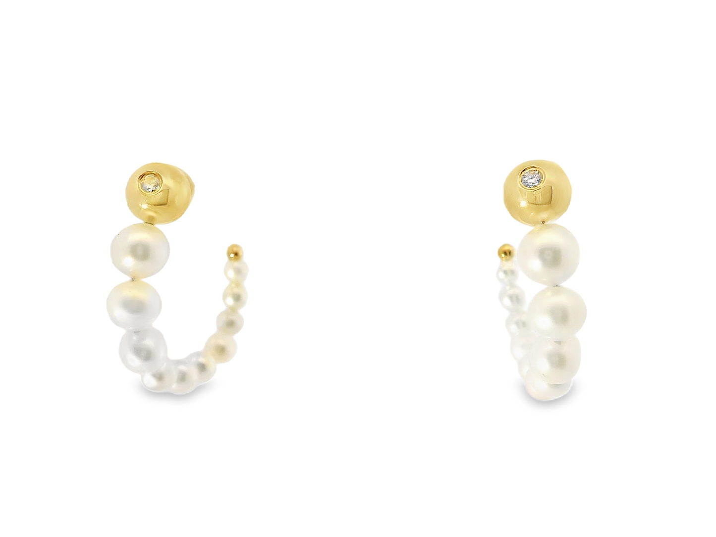 0.09CT Diamond 14k Yellow Gold Pearl Earring