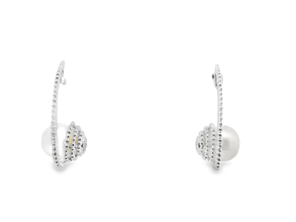 0.06CT Diamond 14k White Gold Pearl Earring