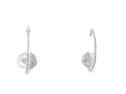 0.06CT Diamond 14k White Gold Pearl Earring