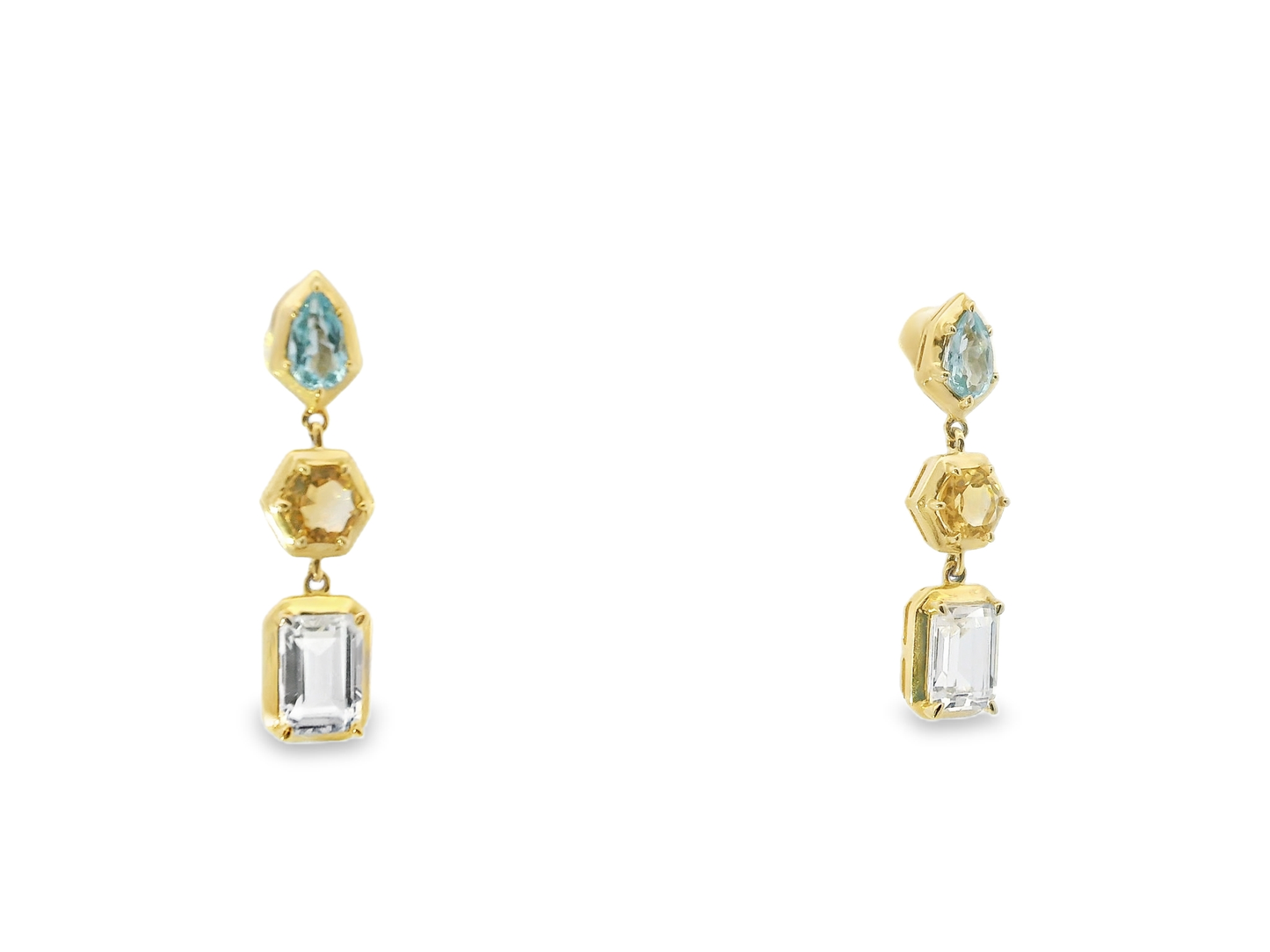 Topaz Citrine & Peridot 14k Yellow Gold Earring
