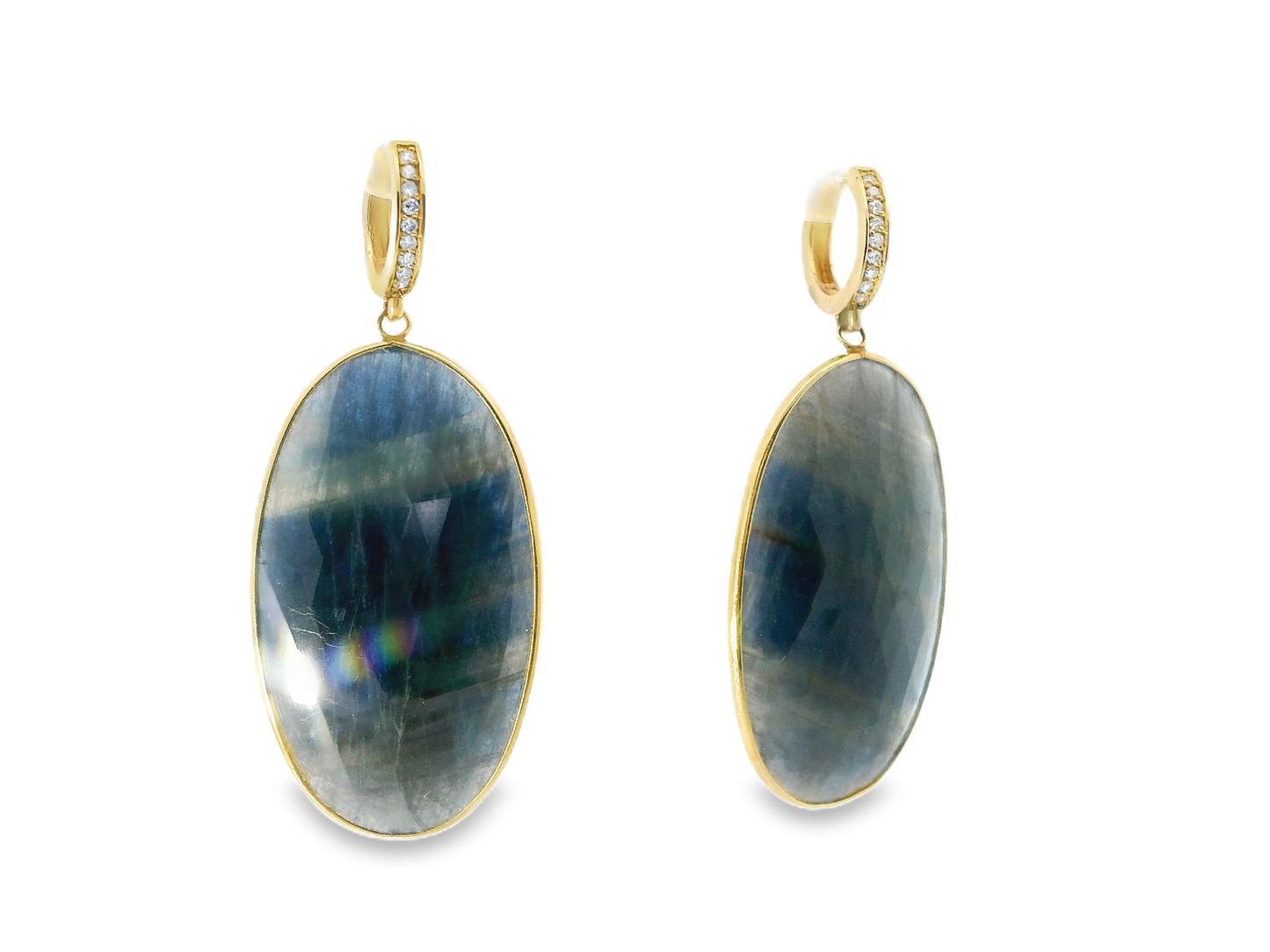 0.20CT Diamond with Blue Sapphire 14k Yellow Gold Earring