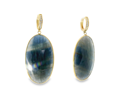 0.20CT Diamond with Blue Sapphire 14k Yellow Gold Earring