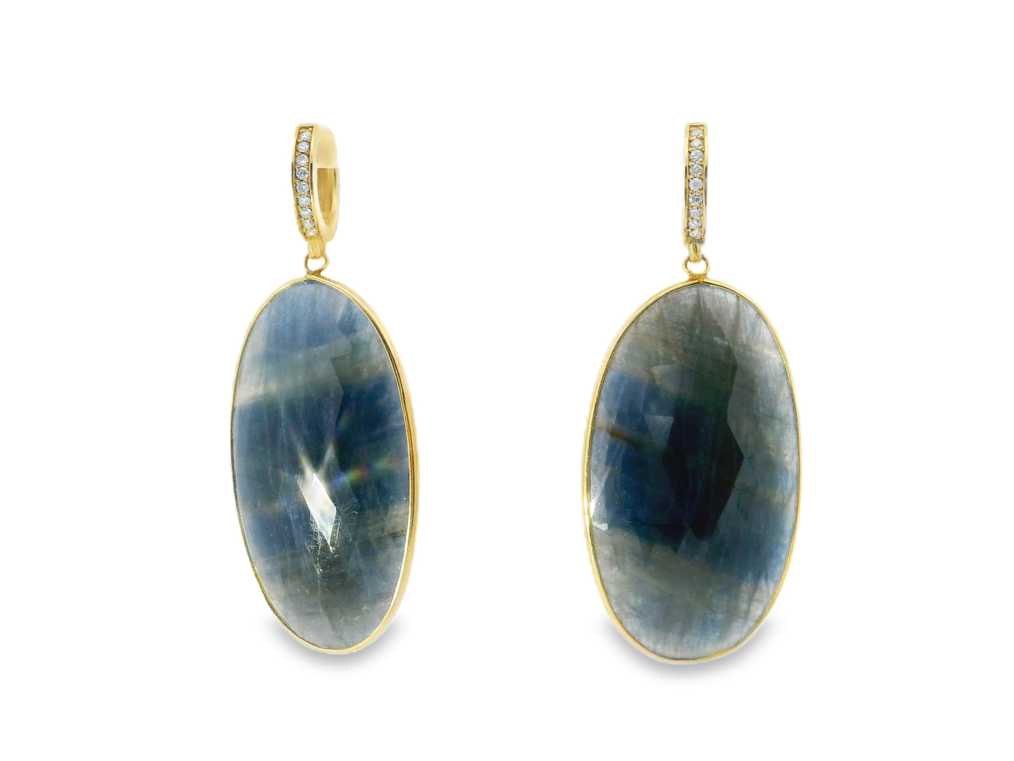 0.20CT Diamond with Blue Sapphire 14k Yellow Gold Earring