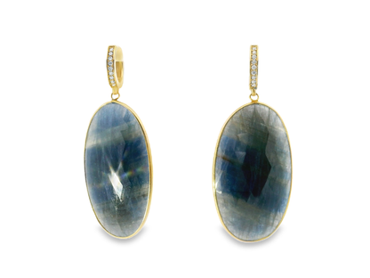 0.20CT Diamond with Blue Sapphire 14k Yellow Gold Earring