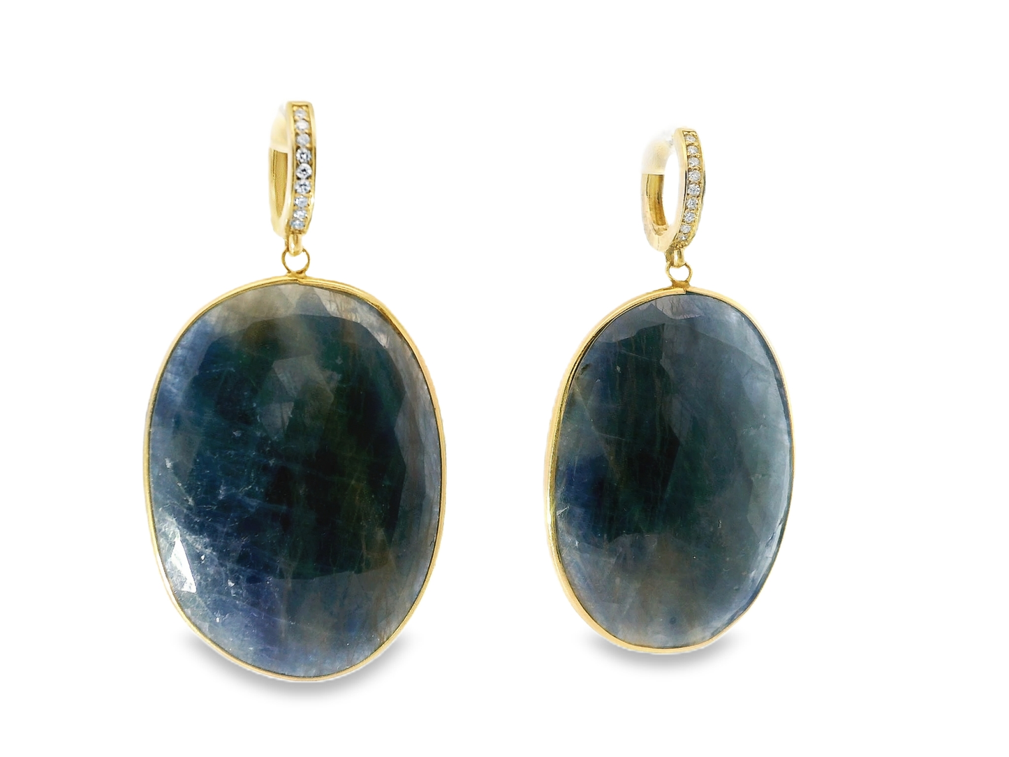 0.15CT Diamond with Blue Sapphire 14k Yellow Gold Earring