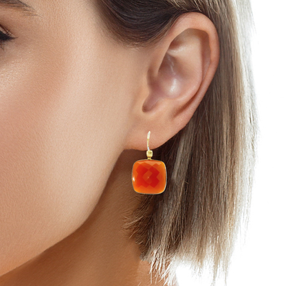 Red Agate 14k Yellow Gold Earring