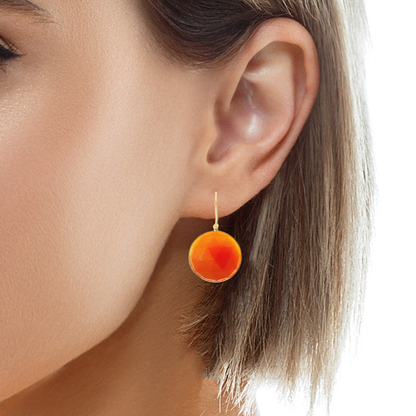 Carnelian Stone 14k Yellow Gold Earring