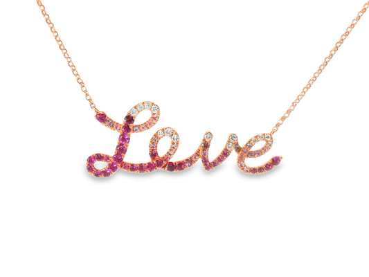 0.19CT Diamond 0.83CT Pink Tourmaline 14k Rose Gold Pendant