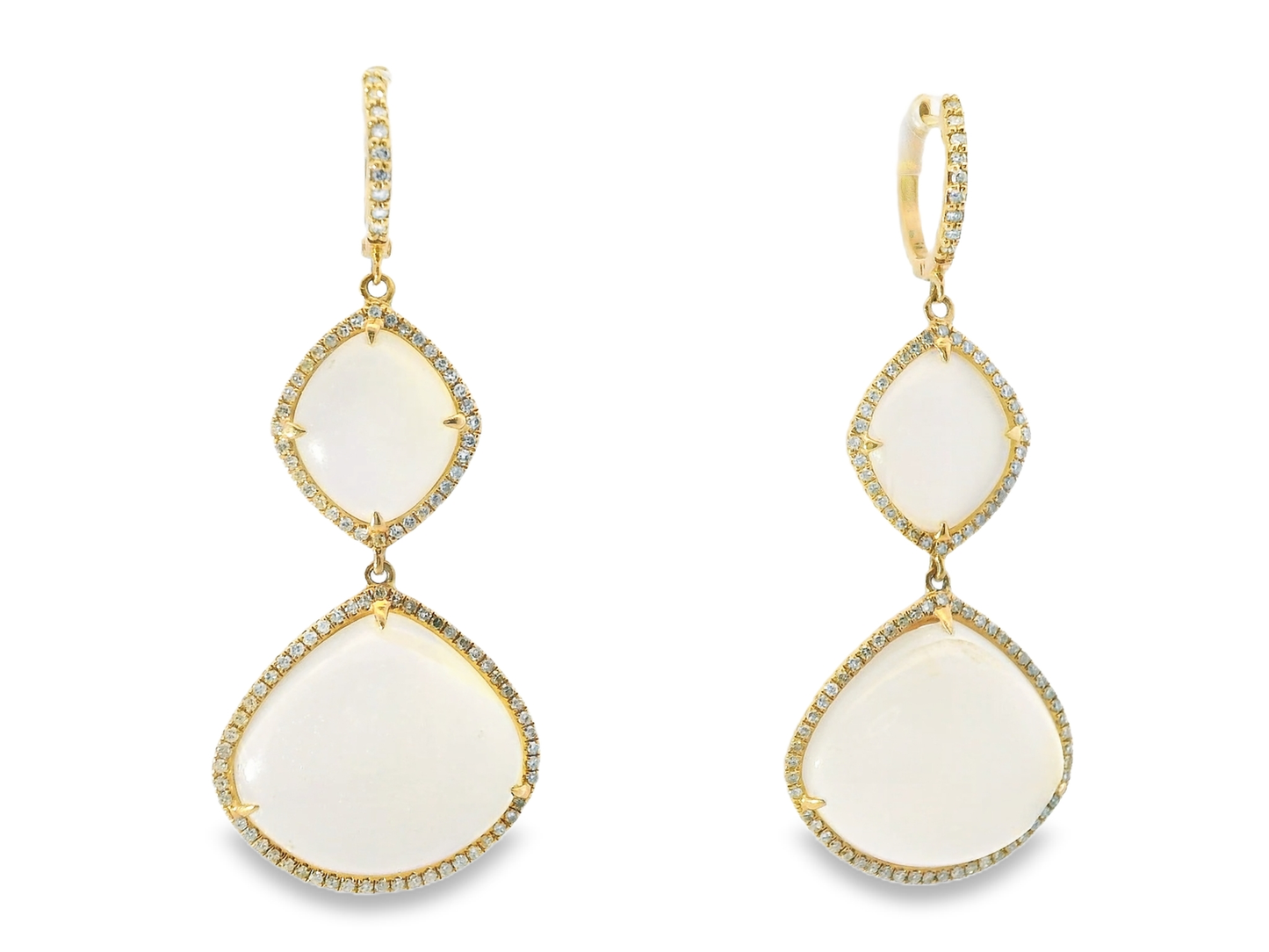 0.70CT Diamond with Moon Stone 14k Rose Gold Earring