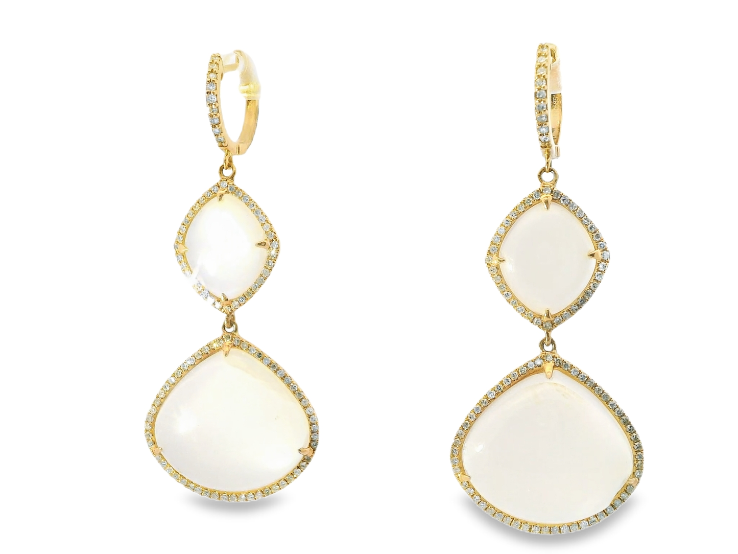 0.70CT Diamond with Moon Stone 14k Rose Gold Earring