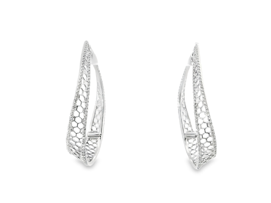 0.78CT Diamond HOOP 14k White Gold Earring