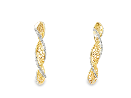 0.66CT Diamond HOOP 14k Rose Gold Earring