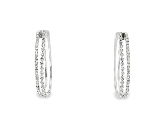 0.80CT Diamond HOOP 14k White Gold Earring