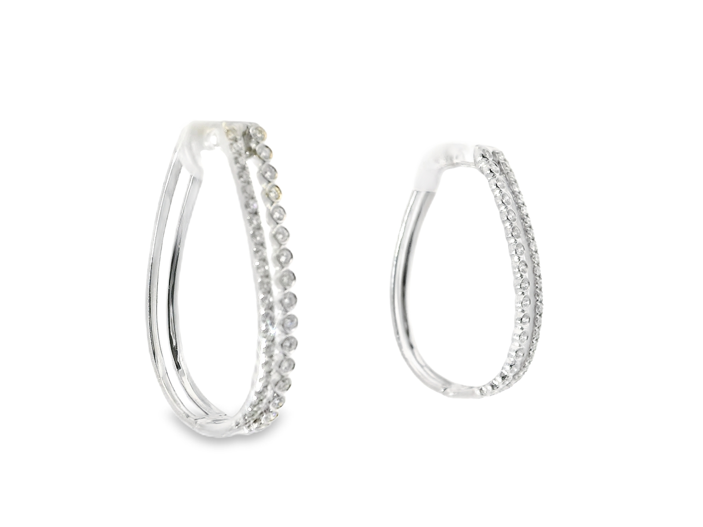 0.80CT Diamond HOOP 14k White Gold Earring