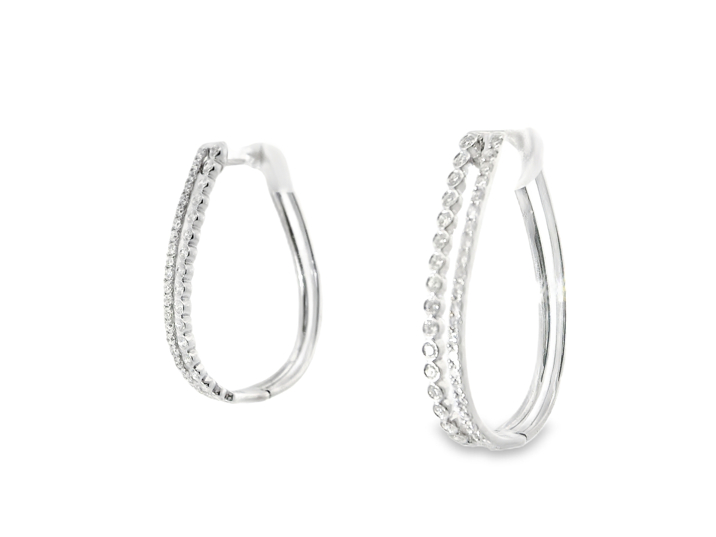 0.80CT Diamond HOOP 14k White Gold Earring