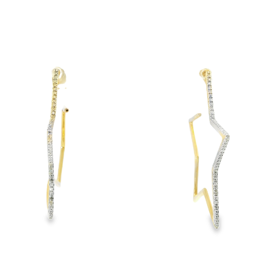 0.30CT Diamond HOOP 14k Yellow Gold Earring