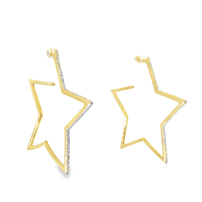 0.30CT Diamond HOOP 14k Yellow Gold Earring