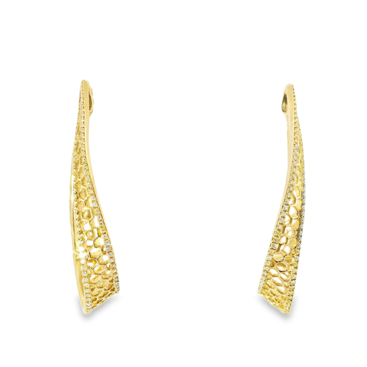 0.78CT Diamond HOOP 14k Yellow Gold Earring
