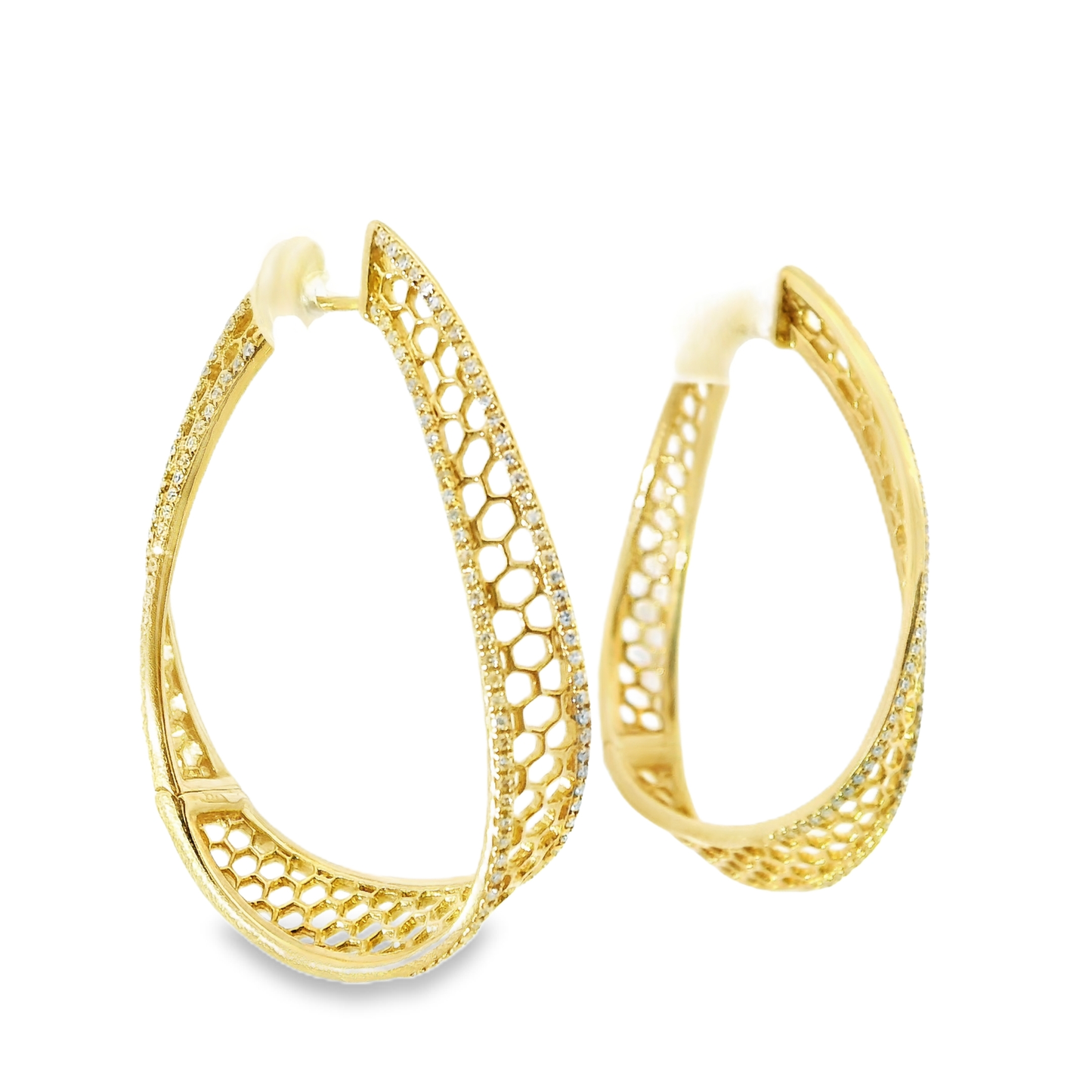 0.78CT Diamond HOOP 14k Yellow Gold Earring